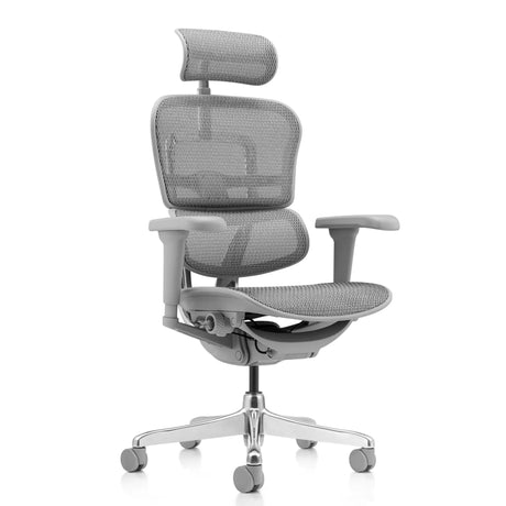 Luxus-Chefsessel ERGOHUMAN ULTRA G GEN2 mit grauem Netzbezug, Kopfstütze und Armlehnen von hjh OFFICE