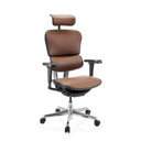 Luxus-Chefsessel ERGOHUMAN ULTRA L GEN2 mit braunem Lederbezug, Kopfstütze und Armlehnen von hjh OFFICE