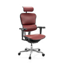 Luxus-Chefsessel ERGOHUMAN ULTRA L GEN2 mit burgunderrotem Lederbezug, Kopfstütze und Armlehnen von hjh OFFICE