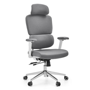 Profi-Bürostuhl Ergomy WF 2 mit grauem Stoffbezug und weißem Rahmen von hjh OFFICE