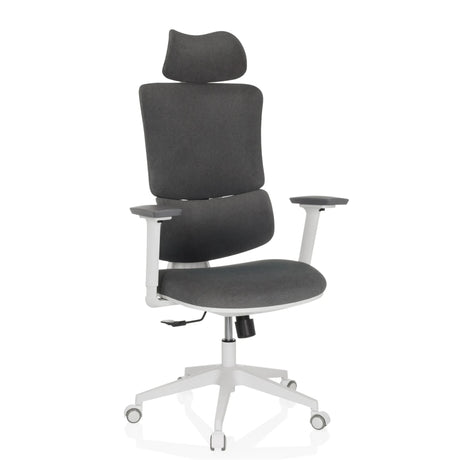 Homeoffice-Bürostuhl ERGOMY WF mit grauem Stoffbezug und weißem Rahmen von MyBuero