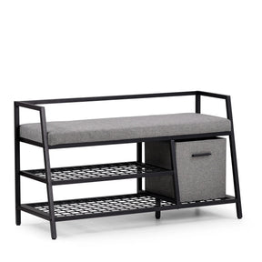 Schuhschrank Estha Loft in Schwarz und Grau mit Sitzpolster und Aufbewahrungsbox von hjh LIVING