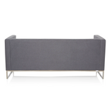 Dunkelgraues Loungesofa BARBADOS als Drei-Sitzer mit Metallgestell von hjh OFFICE – 360-Grad-Ansicht (schräge Rückenansicht 240°)