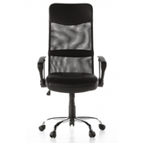 Schwarzer Homeoffice Chefsessel ARTON 20 mit Netzrücken und Fußkreuz mit fünf Rollen von hjh OFFICE – 360-Grad-Ansicht (Frontansicht 0°)