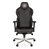 Schwarzer Gamingstuhl GAMEBREAKER COLOSSUS mit Armlehnen und glänzendem Fußkreuz mit fünf Rollen von hjh OFFICE – 360-Grad-Ansicht (Frontansicht 0°)