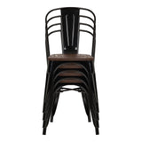 Stapelbare Bistrostühle VANTAGGIO COMFORT W in Schwarz mit braunen Sitzflächen von hjh OFFICE