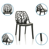 Schwarzer Outdoor-Stuhl ARTIFO TRI mit baumastähnlicher Rückenlehnen-Struktur von hjh OFFICE