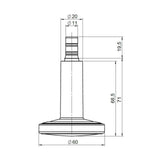 Technische Zeichnung des Stuhlgleiters STATO-M mit einem Durchmesser von 60 mm von hjh OFFICE