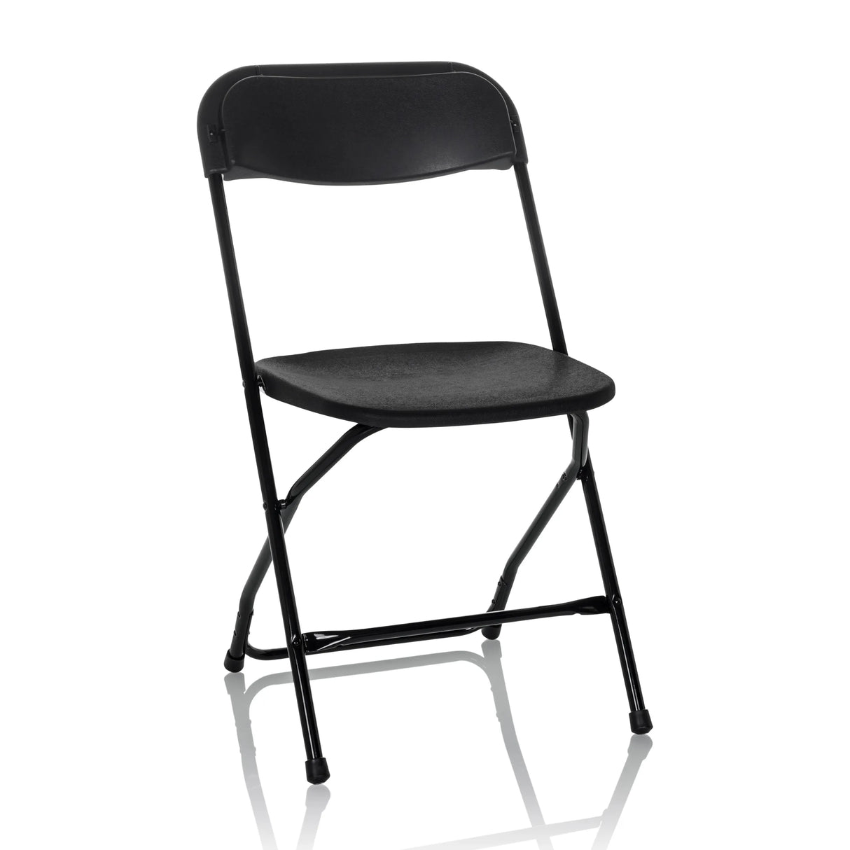Schwarzer Outdoor-Stuhl TUDELA XXL B mit einfacher Rückenlehne und Metallgestell von hjh OFFICE – 360-Grad-Ansicht (Frontansicht 15°)