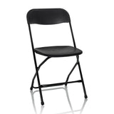 Schwarzer Outdoor-Stuhl TUDELA XXL B mit einfacher Rückenlehne und Metallgestell von hjh OFFICE – 360-Grad-Ansicht (Frontansicht 15°)