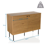 Maßzeichnung des Sideboards LINNO S mit 100 × 74 cm und einer Belastbarkeit von 50 kg von hjh LIVING