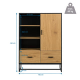 Maßzeichnung des Büroschranks AMIO H mit 100 × 140 cm von hjh LIVING