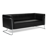 Schwarzes Loungesofa CURACAO als Drei-Sitzer mit Chromgestell von hjh OFFICE – 360-Grad-Ansicht (Rückenansicht 180°)