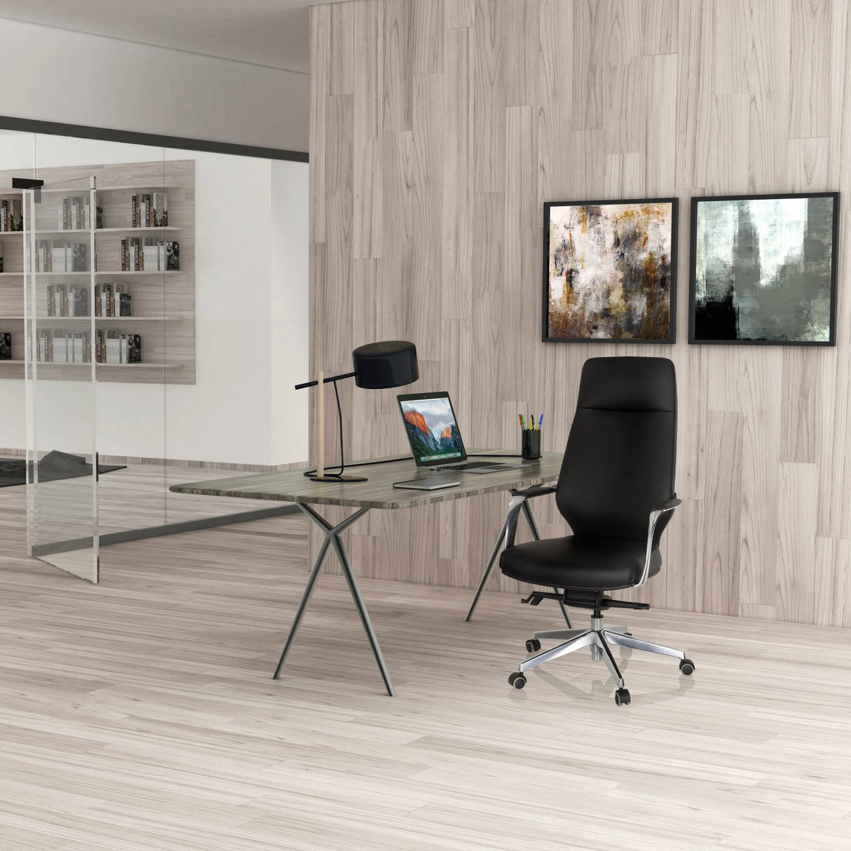 Profi-Chefsessel VELVET in Schwarz mit hoher Rückenlehne und Rollen von hjh OFFICE