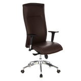 Dunkelbrauner Luxus-Chefsessel MURANO 20 mit Armlehnen und Fußkreuz mit fünf Rollen von hjh OFFICE – 360-Grad-Ansicht (schräge Frontansicht 40°)