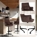 Brauner Barhocker SOLAO LIFE HIGH mit Sternfuß und optionalen Rollen von hjh LIVING (KI-generiertes Bild)