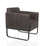 Grauer Loungesessel Aruba Retro mit Armlehnen und schwarzem Gestell von hjh OFFICE – 360-Grad-Ansicht (schräge Frontansicht 45°)