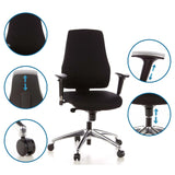 Verstellbare Funktionen des Profi-Bürostuhls PRO-TEC 200 mit Armlehnen und Gasfeder von hjh OFFICE