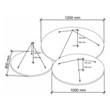 Technische Zeichnung des Akustik-Deckensegels ADSRB1 mit Durchmessern von 800 bis 1200 mm von hjh OFFICE PRO