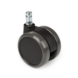 Schwarze Stuhlrolle 5x ROLO 11mm/65mm für Hartböden mit Metallstift von hjh OFFICE – 360-Grad-Ansicht (Frontansicht 0°)