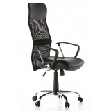 Schwarzer Homeoffice Chefsessel ARTON 20 mit Netzrücken und Fußkreuz mit fünf Rollen von hjh OFFICE – 360-Grad-Ansicht (schräge Frontansicht 60°)