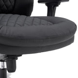 Gesteppte Sitzfläche aus schwarzem Kunstleder des Drehstuhls XXL Pullmann Gen2 von hjh OFFICE
