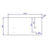 Technische Zeichnung der Tischtrennwand FLEXMIUT D 120 mit 120 × 62 cm von hjh OFFICE
