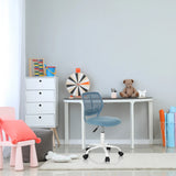 Blauer Kinderdrehstuhl KID QW mit einer geschwungenen Rückenlehne und Rollen von hjh OFFICE