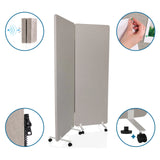 Graue Trennwände FLEXMIUT 1 mit Rollen, Pinwand-Funktion und schallabsorbierendem Material von hjh OFFICE