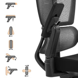 Vierdimensional verstellbare Armlehne des Profi-Bürostuhls Ergo U2 Flex3 mit Funktionsdiagrammen von hjh OFFICE