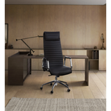 Luxus-Chefsessel ASPERA 20 in Schwarz mit gerippter Polsterung und glänzenden Armlehnen von hjh OFFICE