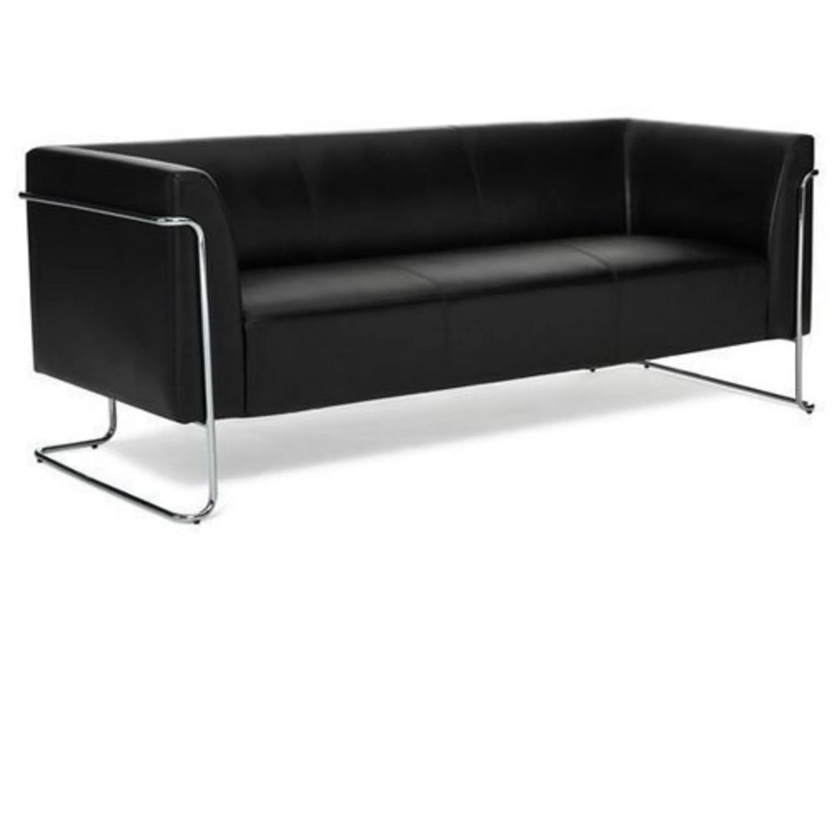 Schwarzes Loungesofa CURACAO als Drei-Sitzer mit verchromtem Gestell von hjh OFFICE