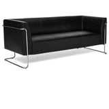 Schwarzes Loungesofa CURACAO als Drei-Sitzer mit verchromtem Gestell von hjh OFFICE