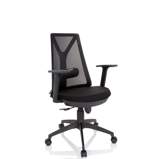 Homeoffice-Bürostuhl FALUN BASIC in Schwarz mit Netzrückenlehne und Armlehnen von hjh OFFICE