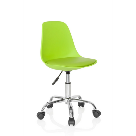 Kinderdrehstuhl FANCY II in Grün mit einer glänzenden Chrombasis und Rollen von hjh OFFICE