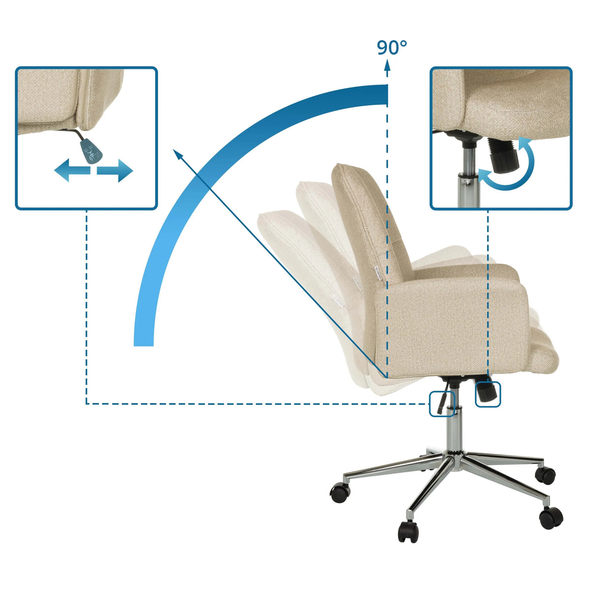 Verstellmechanismen und 90 Grad Neigung des Home-Office-Bürostuhls SOLAO 400 von hjh OFFICE
