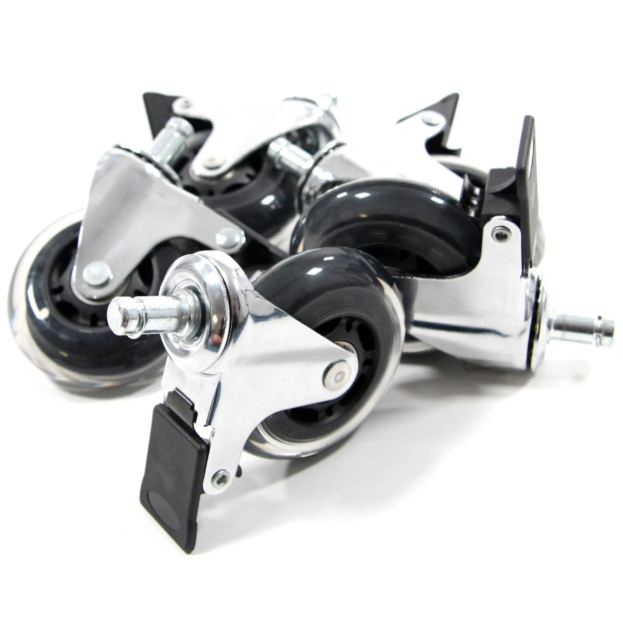 Stuhlrollen 5x ROLO SKATE CT 11mm/75mm mit Feststellbremsen in Silber für Hartböden von hjh OFFICE