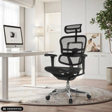 Schwarzer Luxus-Chefsessel ERGOHUMAN ULTRA GEN2 mit Netzrücken in einem Homeoffice von hjh OFFICE (KI-generiertes Bild)