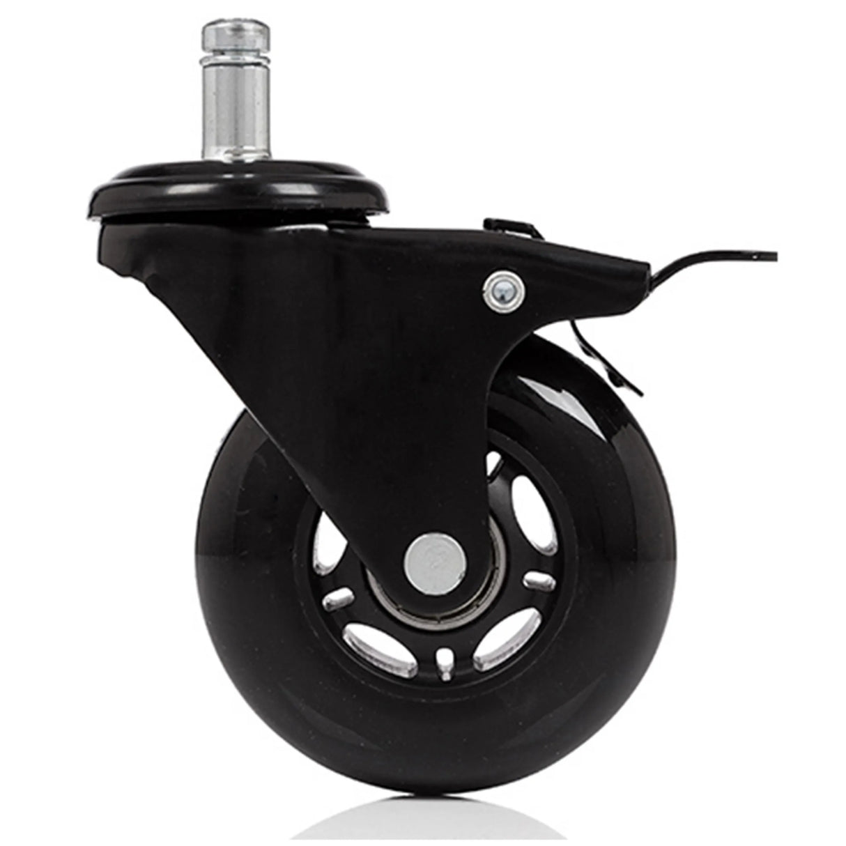 Schwarze Stuhlrolle 5x ROLO SKATE S 11mm/75mm mit Feststellbremse für Hartböden von hjh OFFICE