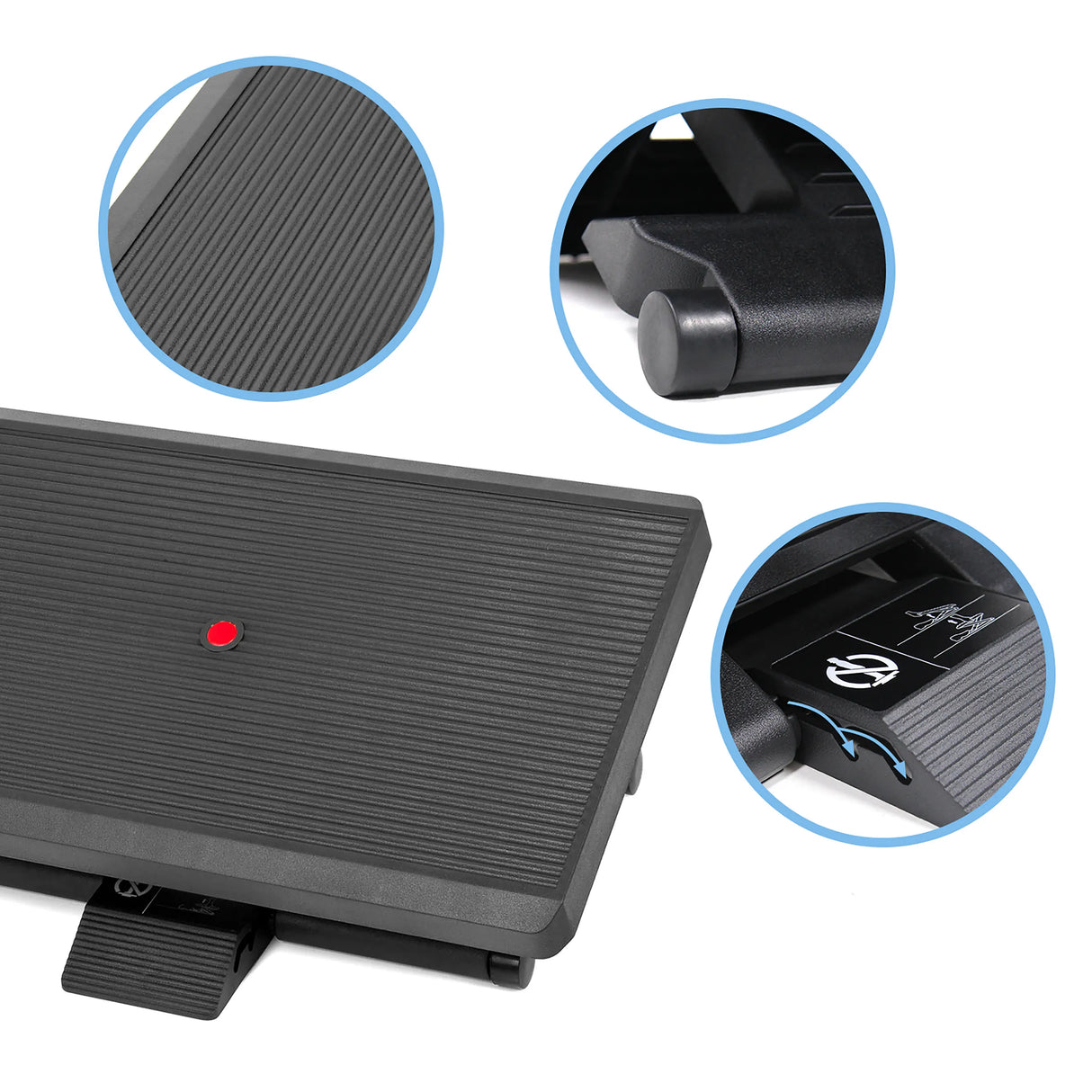 Geriffelte Oberfläche und Standfuß der Fußablage PIEDINO STRIPE PRO von hjh OFFICE