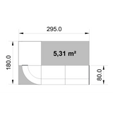 Technische Zeichnung der Empfangstheke Centu 9 mit 295,0 x 180,0 cm von Kerkmann