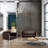 Braunes Loungesofa ARUBA als Zwei-Sitzer mit weißem Metallgestell von hjh OFFICE