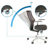 Verstellbare Rückenlehne des High-End-Bürostuhls FOUNTAINE PRO mit einem Neigungswinkel von 90° von hjh OFFICE