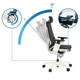 Verstellbare Rückenlehne mit 90°-Position des High-End-Bürostuhls GENIDIA PRO WHITE von hjh OFFICE