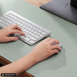 Hellgrüne Schreibunterlage Padflux Clean mit Tastatur und Maus von hjh OFFICE (KI-generiertes Bild)