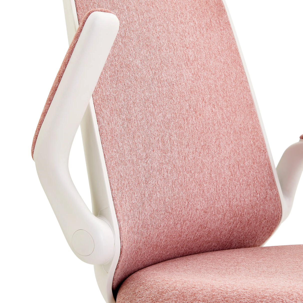 Weiße Armlehne und rosa Stoffbezug des Kinderdrehstuhls Swivelo von hjh OFFICE