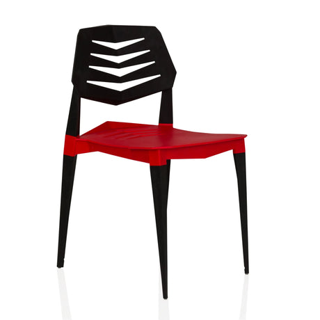 Outdoor-Stuhl Flecharo in Rot und Schwarz mit markanter Rückenlehne von hjh LIVING
