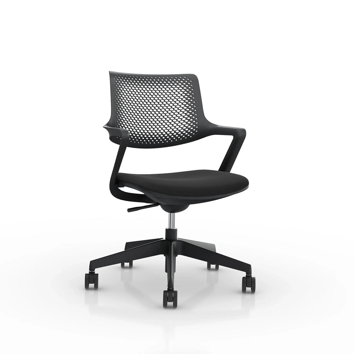Schwarzer Bürostuhl FLEX CHAIR mit Netzrückenlehne und Armlehnen auf Rollen von Bosen Europe