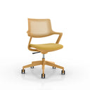 Gelber Bürostuhl FLEX CHAIR mit netzartiger Rückenlehne und Rollenfußkreuz von Bosen Europe