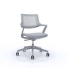 Grauer Bürostuhl FLEX CHAIR mit netzförmiger Rückenlehne und fünf Rollen von Bosen Europe